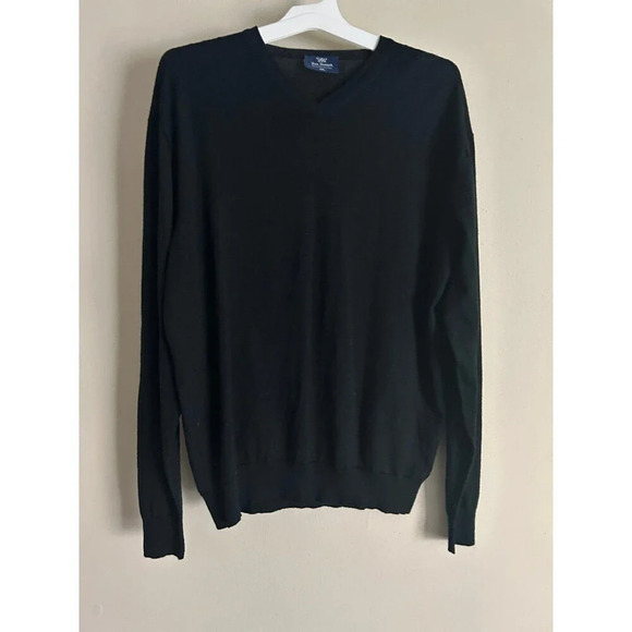 Ron Bennett Men’s 100% Pure Merino Wool V-Neck Pullover Sweater Size 2XL Black - Picture 1 of 6